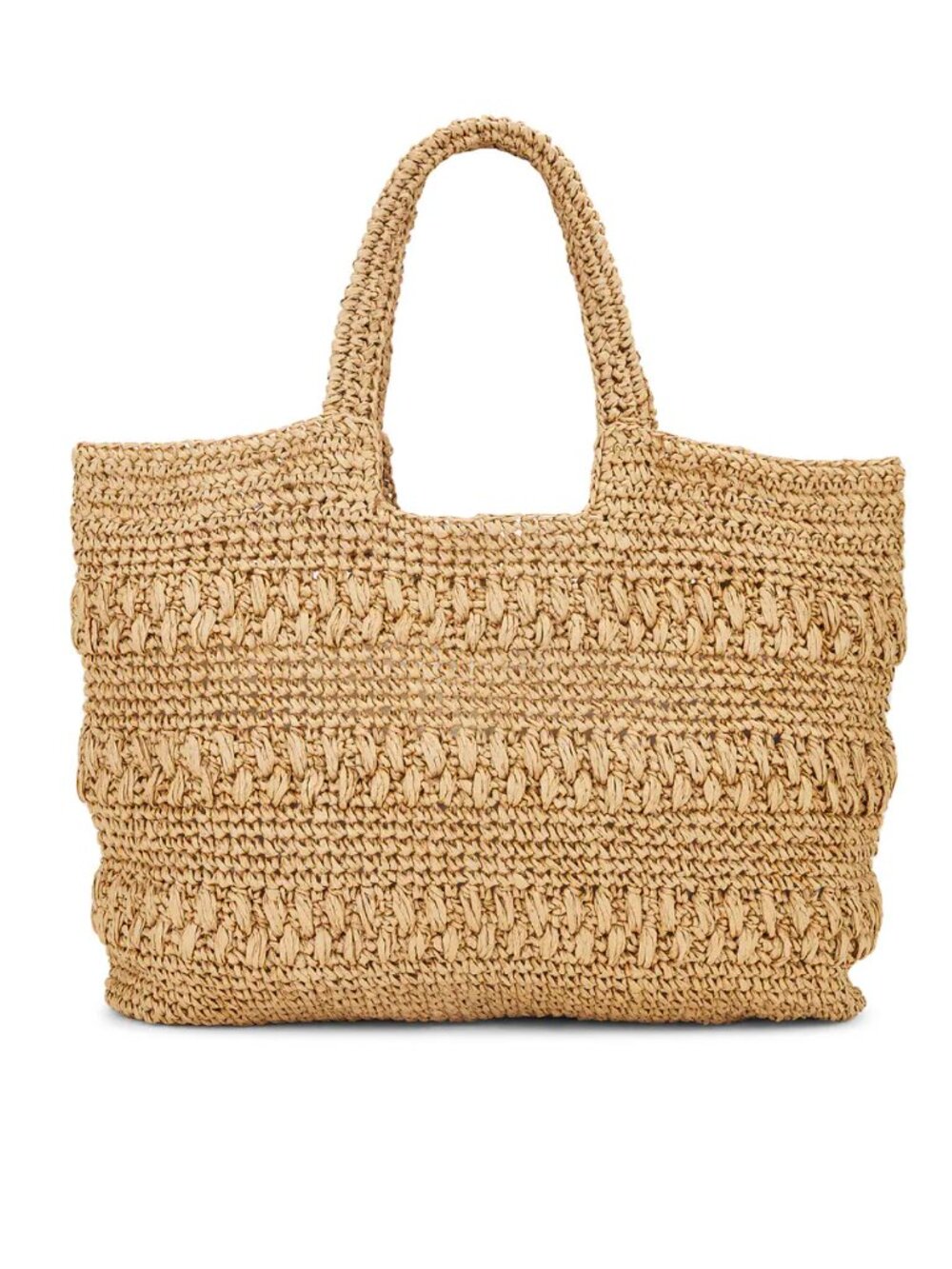l*space Natural Straw Crochet Tote in Beige